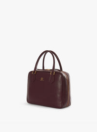Cinzia Rocca Burgundy Genuine Leather Bag With Double Zip - Bordeaux