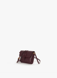 Cinzia Rocca Genuine Leather Mini Shoulder Bag - Burgundy