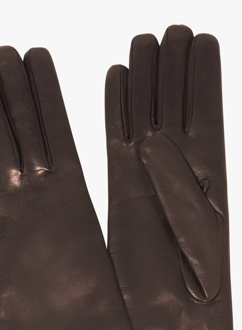 Cinzia Rocca Long Brown Nappa Leather Gloves Brown