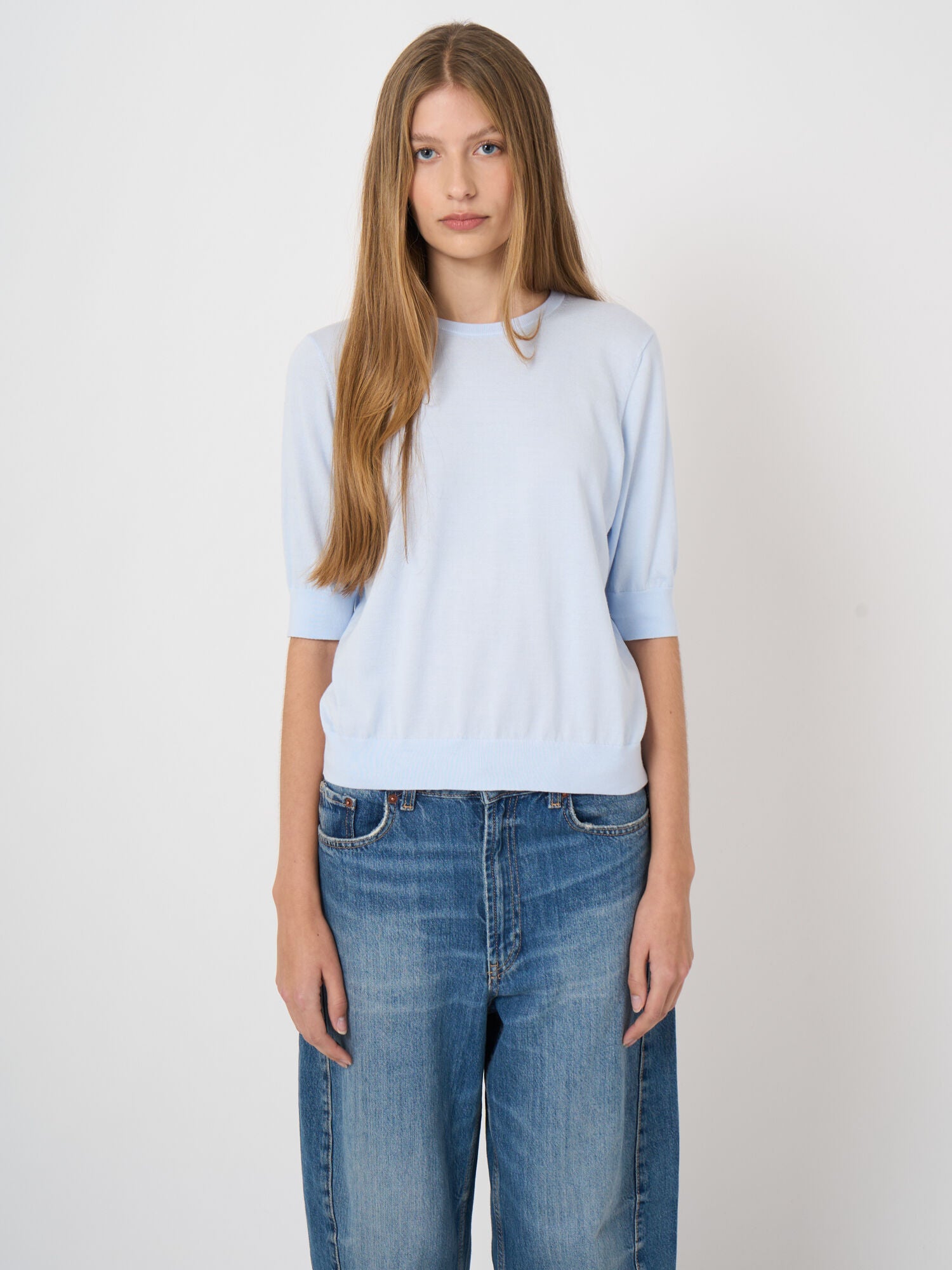 Pull à Manches Courtes en Coton Superfin Océan Repeat