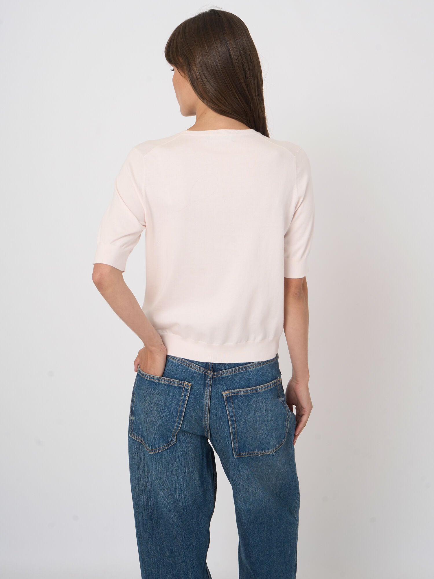 Pull à Manches Courtes en Coton Superfin Brillant Repeat