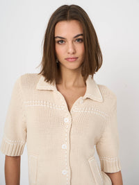 Repeat Chunky Knit Cotton-Blend Polo Cardigan