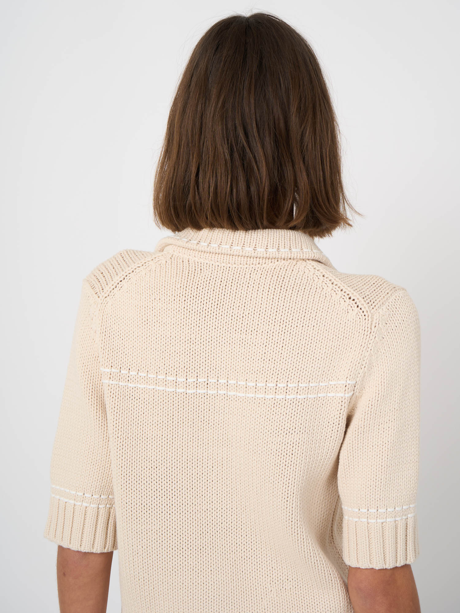 Repeat Chunky Knit Cotton-Blend Polo Cardigan