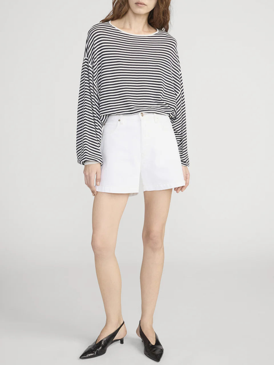 Frame Le Pull ample rayé Crème multi