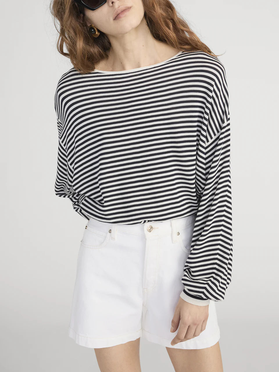 Frame Le Pull ample rayé Crème multi