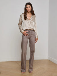 L'Agence Tyler Silk Blouse Smoke Gray