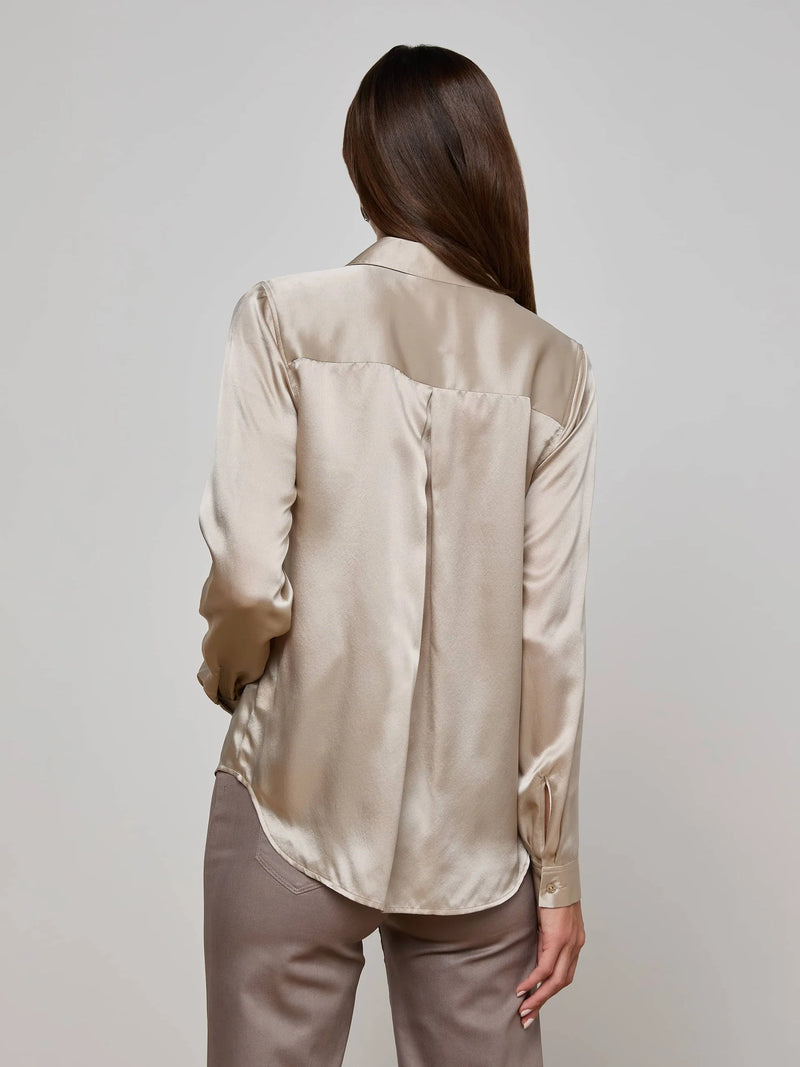 L'Agence Tyler Silk Blouse Smoke Gray