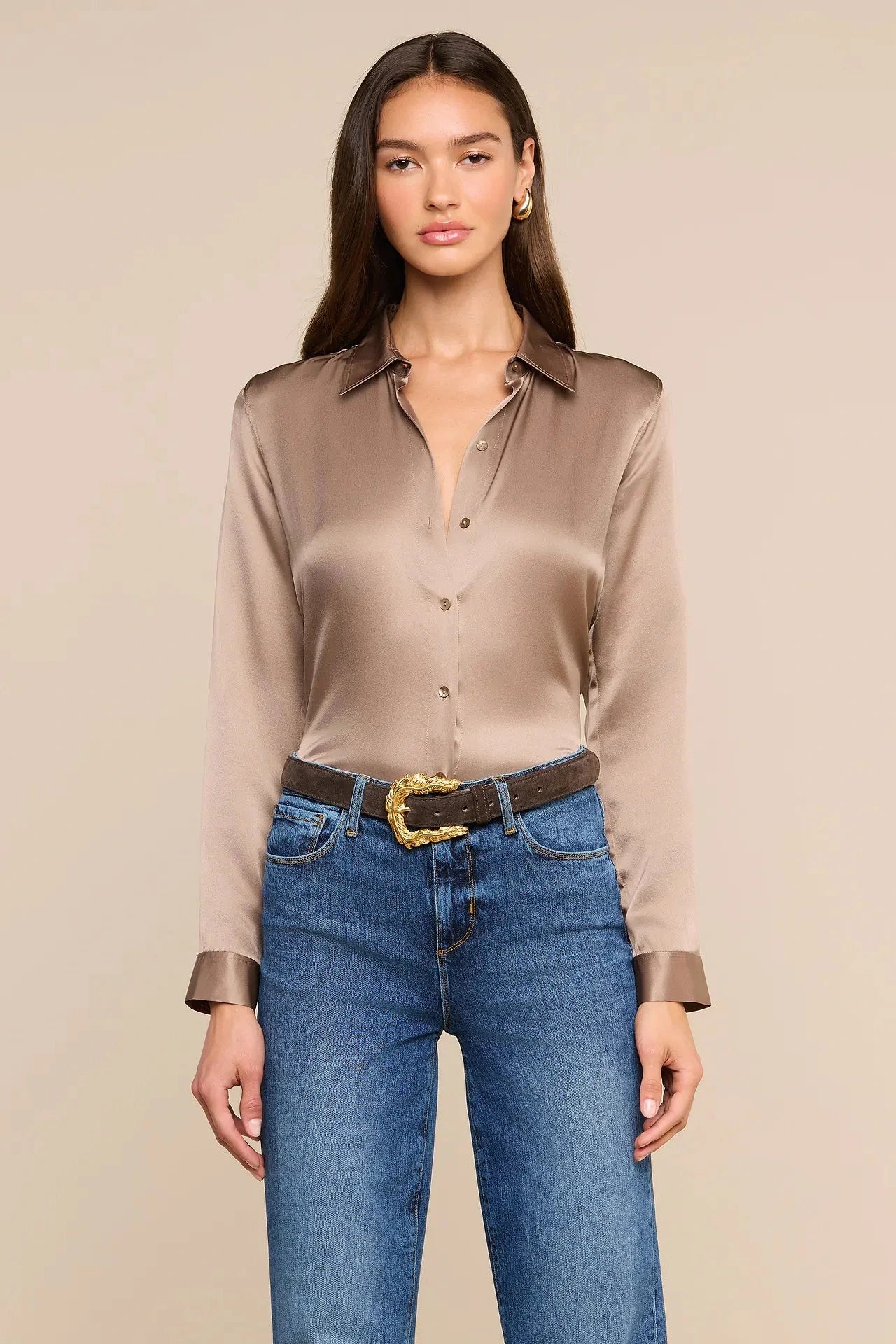 L'Agence Tyler Long-Sleeve Blouse - Light Cardamom