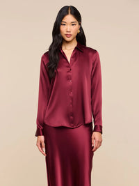 L'Agence Tyler Long-Sleeve Blouse Merlot Red