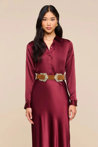 L'Agence Tyler Long-Sleeve Blouse Merlot Red