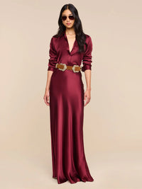 L'Agence Tyler Long-Sleeve Blouse Merlot Red