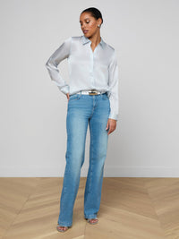 L'Agence Tyler Silk Blouse Pale Mist Blue