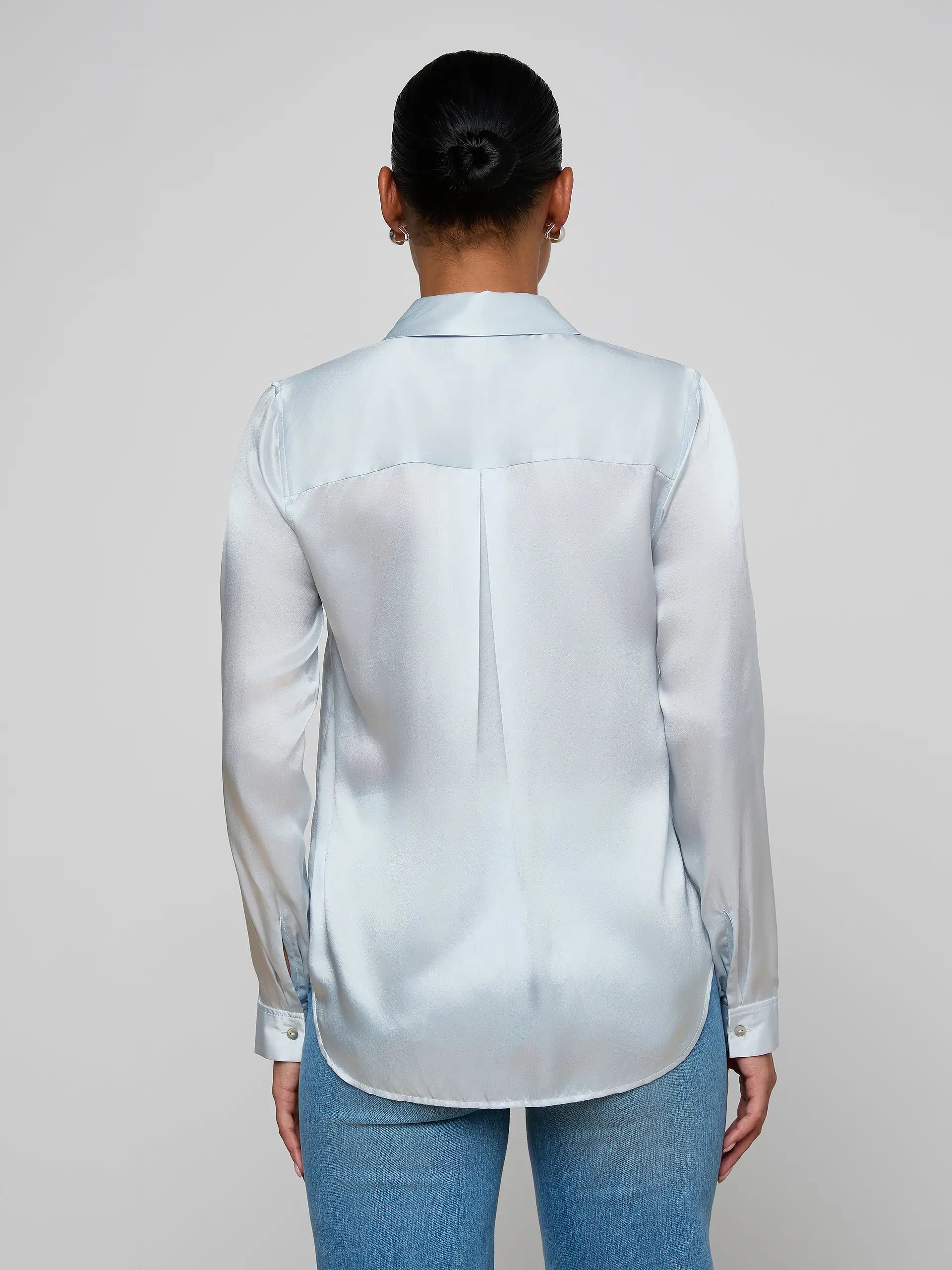 L'Agence Tyler Silk Blouse Pale Mist Blue