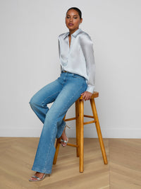 L'Agence Tyler Silk Blouse Pale Mist Blue