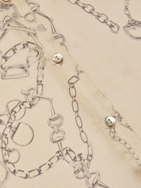 L'Agence Tyler Silk Blouse Soft Macadamia Multi Small Horsebit Chain