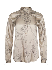 L'Agence Tyler Silk Blouse Soft Macadamia Multi Small Horsebit Chain