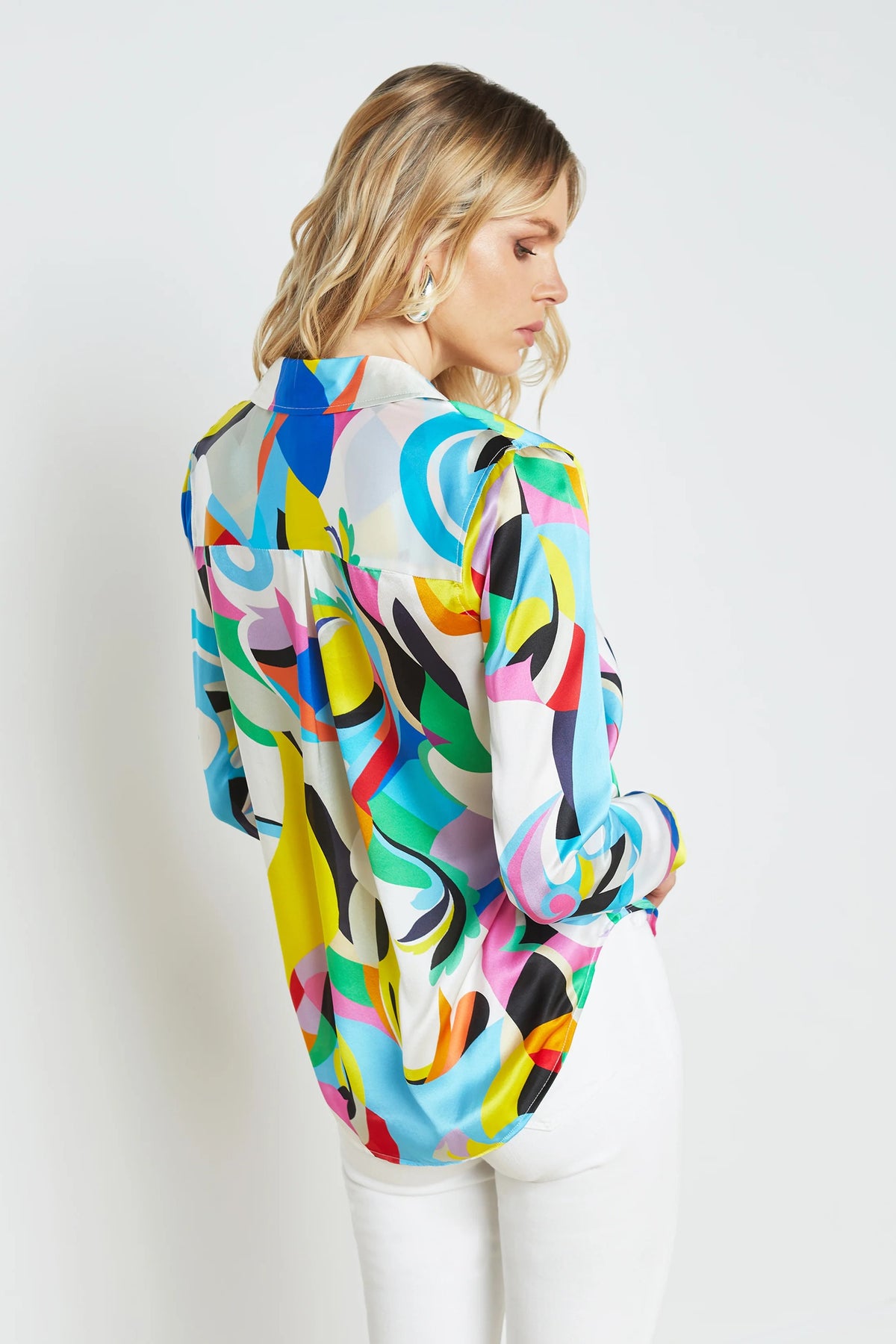 L'Agence Tyler Small Multi Kaleidoscope Blouse à manches longues