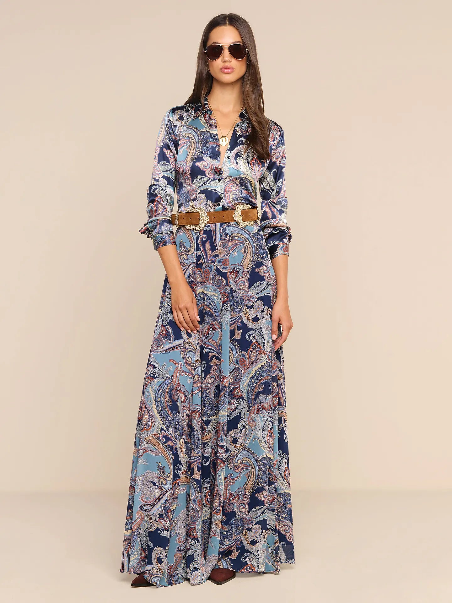 L'Agence Tyler Long-Sleeve Blouse - Midnight Multi Besarabian Paisley