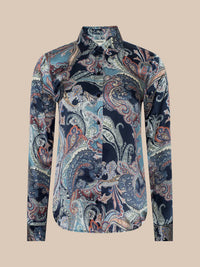 L'Agence Tyler Long-Sleeve Blouse - Midnight Multi Besarabian Paisley
