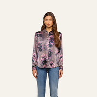 L'Agence Tyler Long-Sleeve Blouse Concord Grape Multiphoto Floral