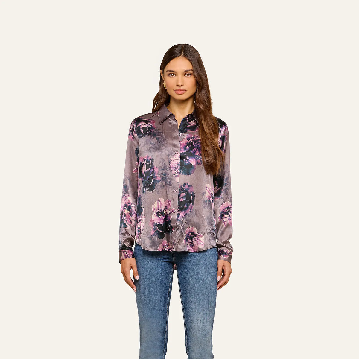 L'Agence Tyler Long-Sleeve Blouse Concord Grape Multiphoto Floral