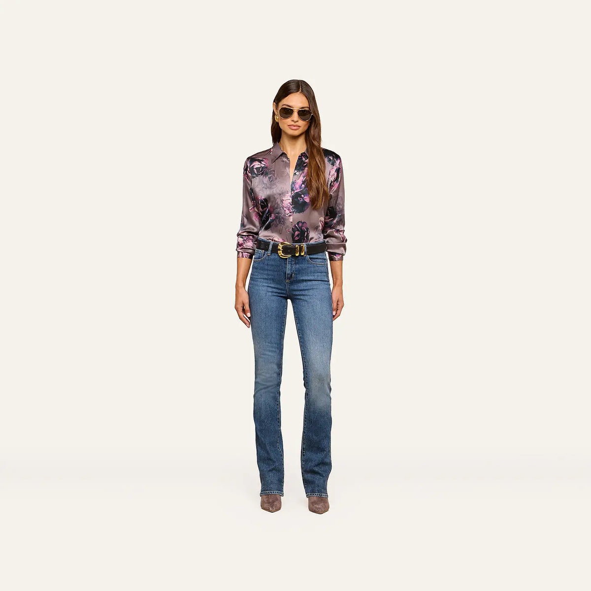 L'Agence Tyler Long-Sleeve Blouse Concord Grape Multiphoto Floral