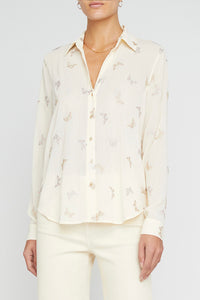 L'Agence Laurent Embroidered Butterfly Blouse