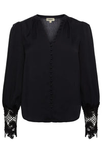 L'Agence Ava Blouse à Revers en Dentelle Noir