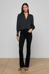 L'Agence Ava Blouse à Revers en Dentelle Noir
