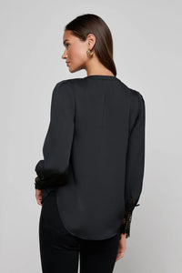 L'Agence Ava Blouse à Revers en Dentelle Noir