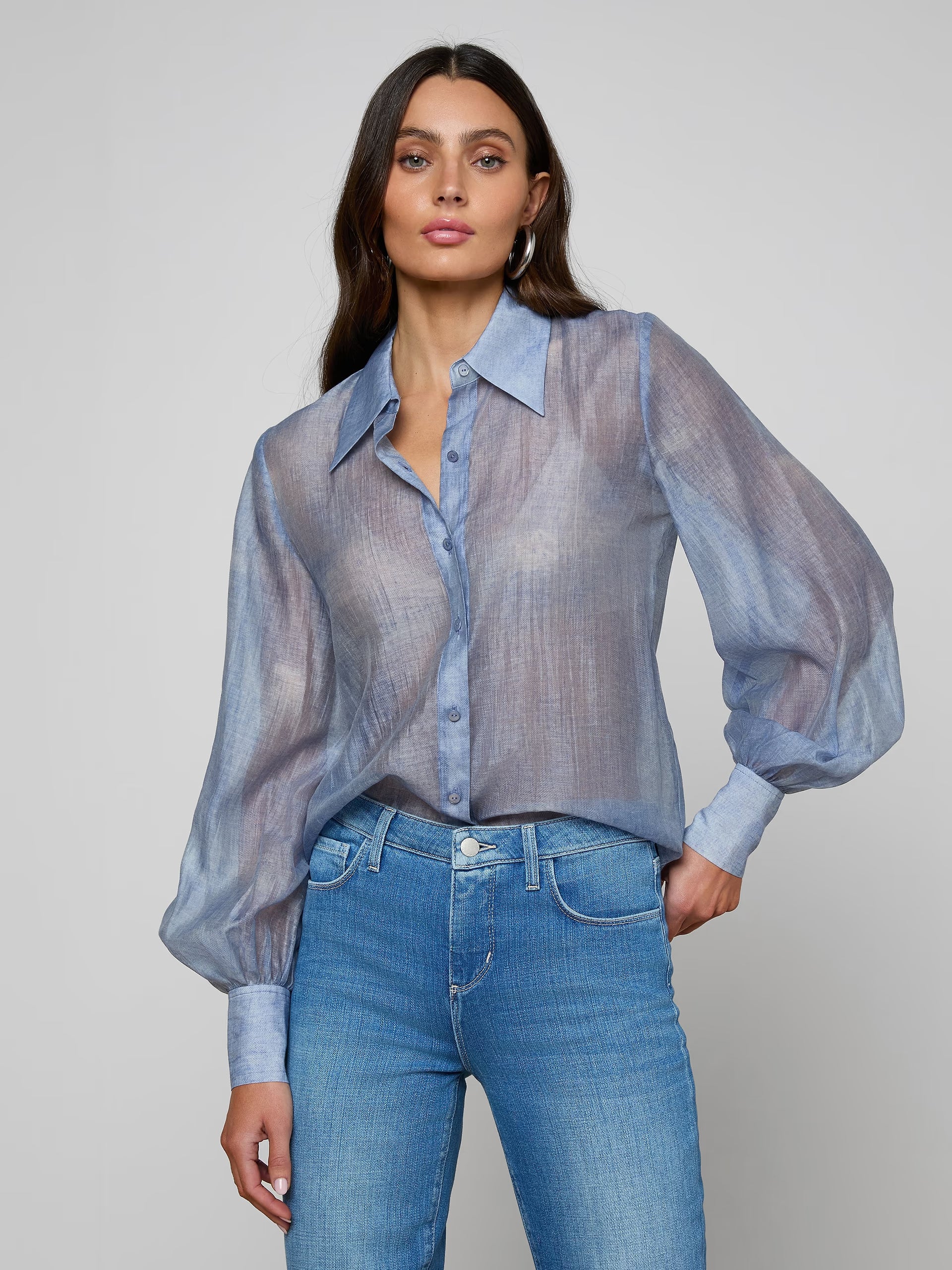 L'Agence Jayleen Blouse Pale Harbor Blue