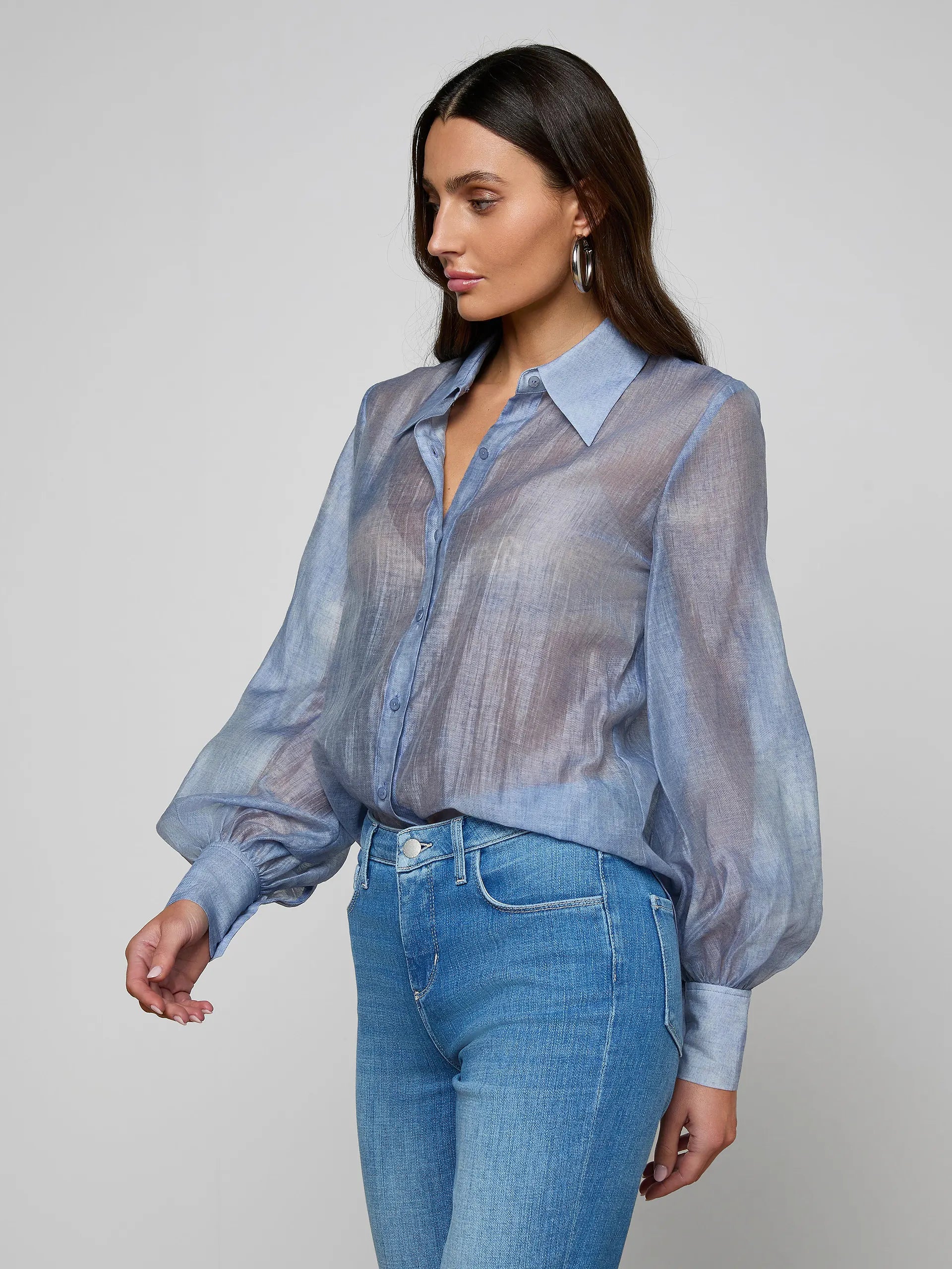 L'Agence Jayleen Blouse Pale Harbor Blue