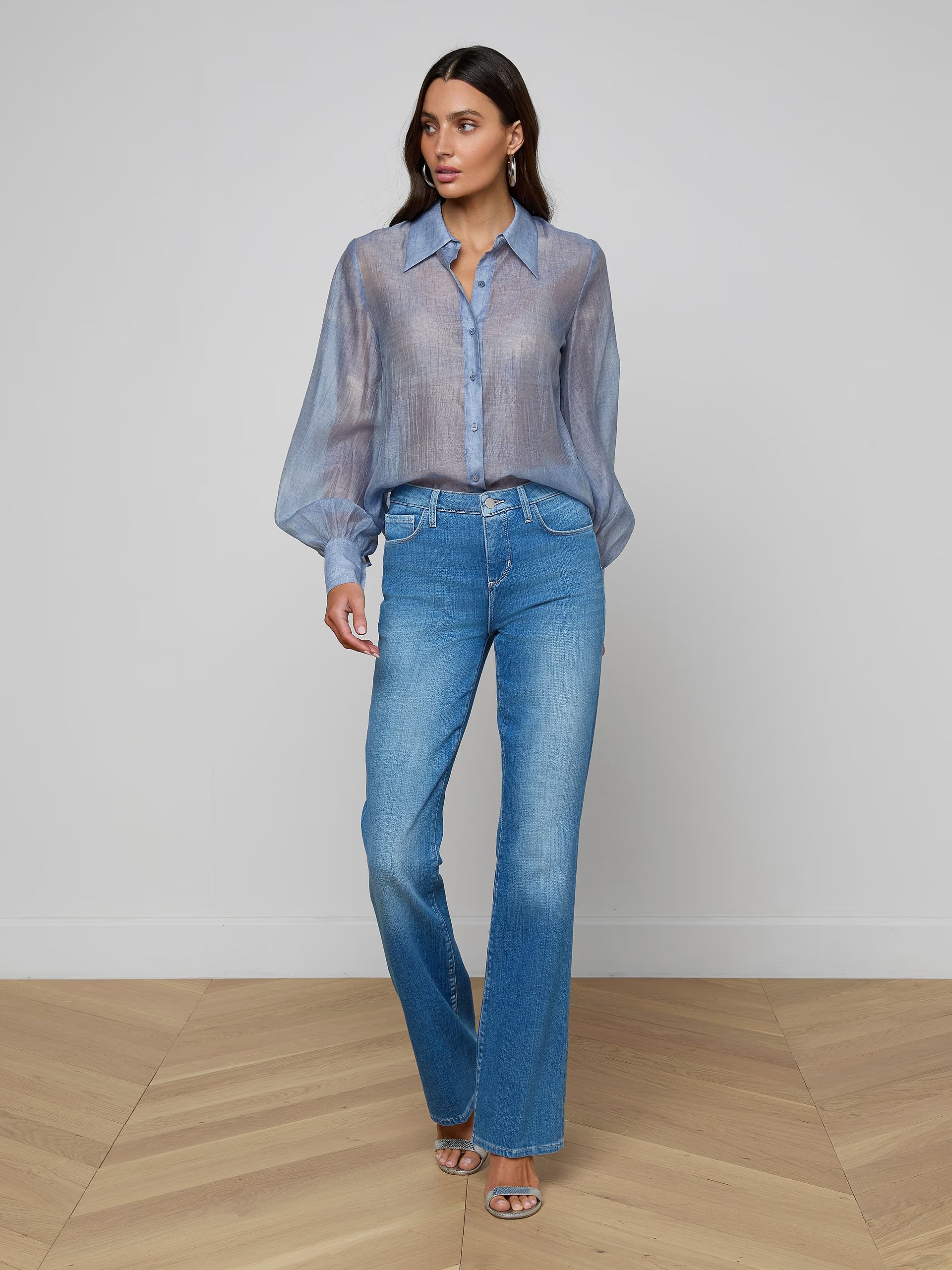 L'Agence Jayleen Blouse Pale Harbor Blue