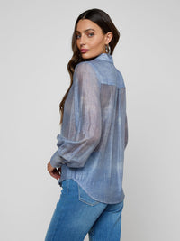 L'Agence Jayleen Blouse Pale Harbor Blue