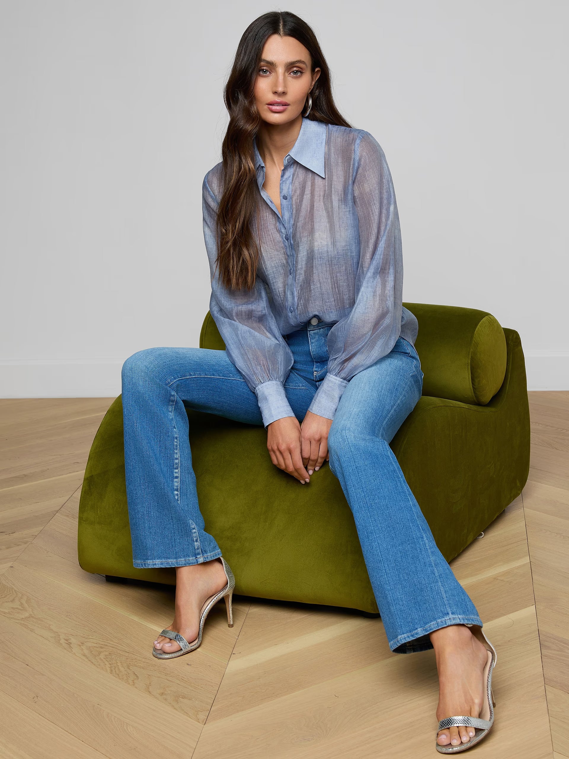 L'Agence Jayleen Blouse Pale Harbor Blue