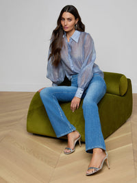 L'Agence Jayleen Blouse Pale Harbor Blue