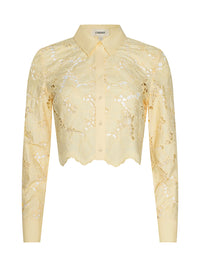 L'Agence Seychelle Cropped Eyelet Blouse Lemon Sorbet