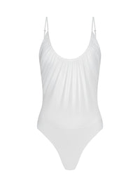 L'Agence Gelina Ruched Bodysuit White