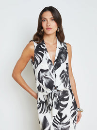 L'Agence Amos Sleeveless Tie-Front Blouse
