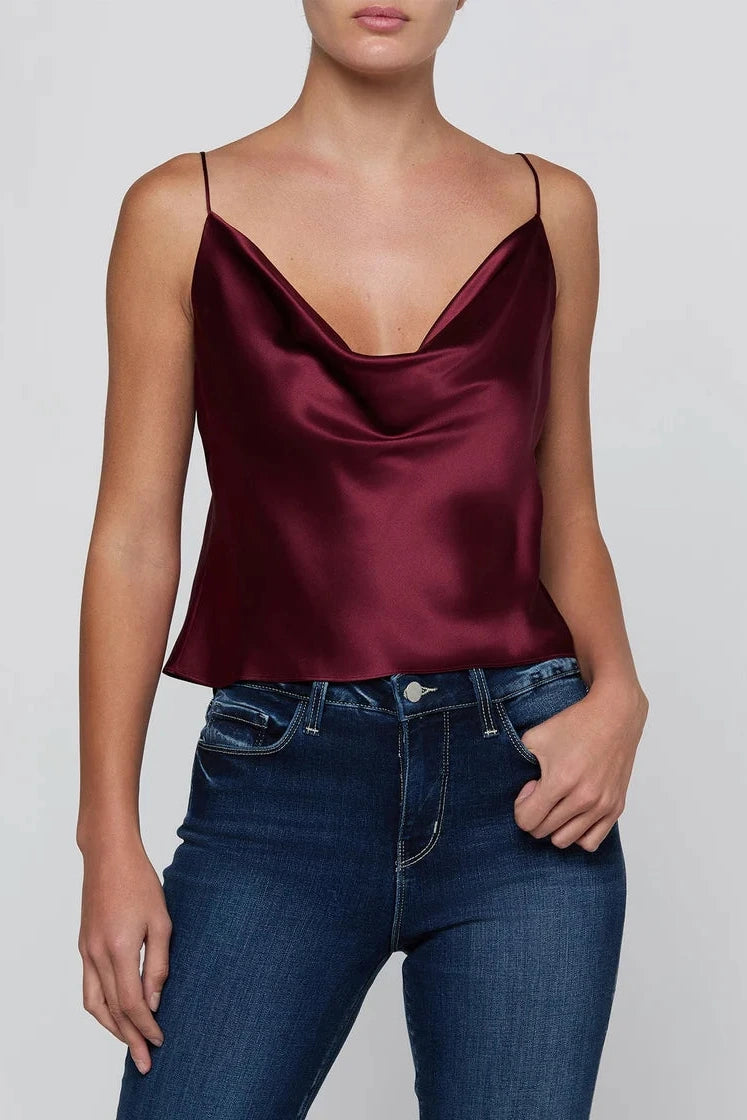 Camisole à col drapé Calista L'Agence 40657CLW-MRLR, rouge merlot