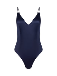 L'Agence Dara Stretch-Satin Bodysuit Midnight