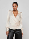 L'Agence Bernice Satin Wrap Blouse