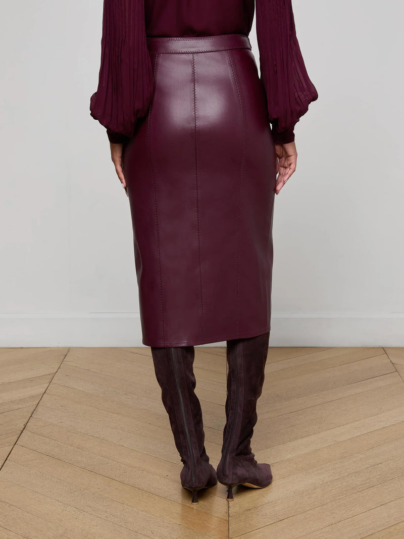 L'Agence Arlette Jupe Midi en Cuir Végan