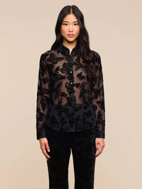 L'Agence Laurent Button-Up Blouse Black Butterfly
