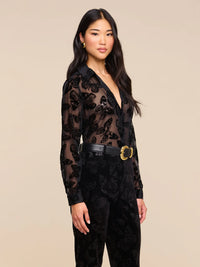 L'Agence Laurent Button-Up Blouse Black Butterfly