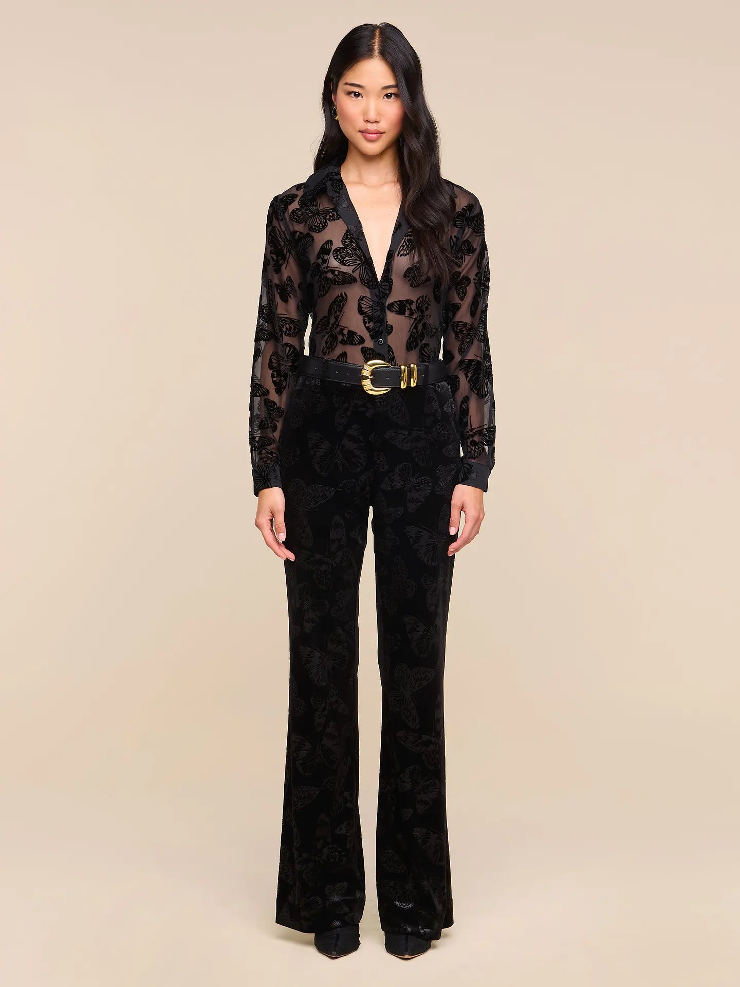 L'Agence Laurent Button-Up Blouse Black Butterfly