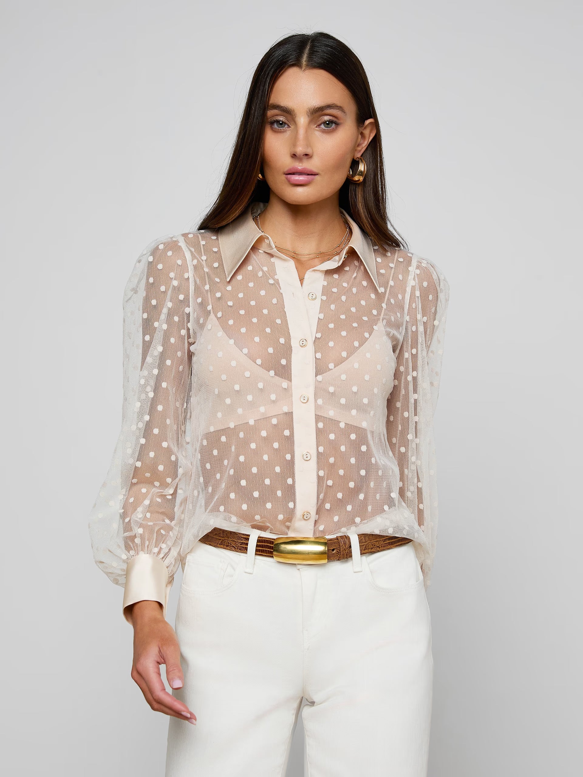 L'Agence Sophie Long-Sleeved Blouse Ecru