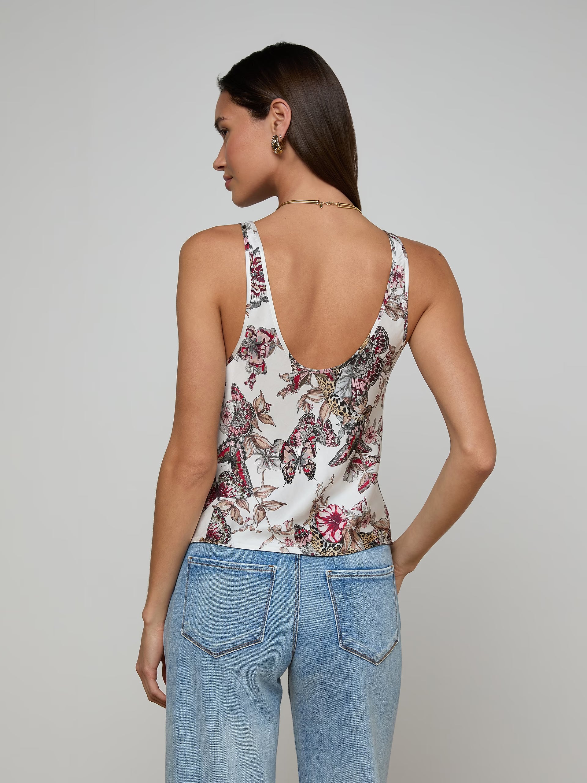 L'Agence Eddie Tank White Multi Small Butterfly Jungle