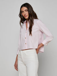 L'Agence Fawn Shirt Pale Cameo Graphic Chain Scarf