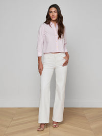 L'Agence Fawn Shirt Pale Cameo Graphic Chain Scarf